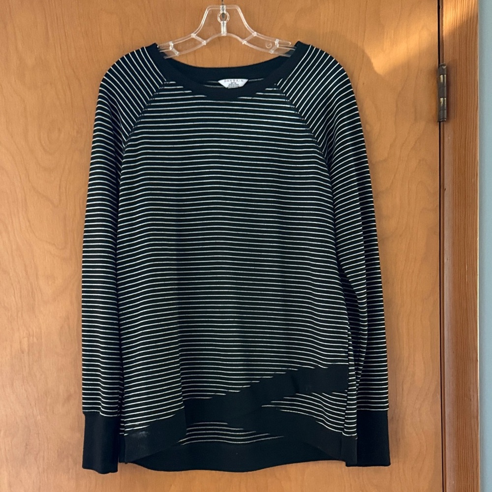 Danskin Black and White Striped Top